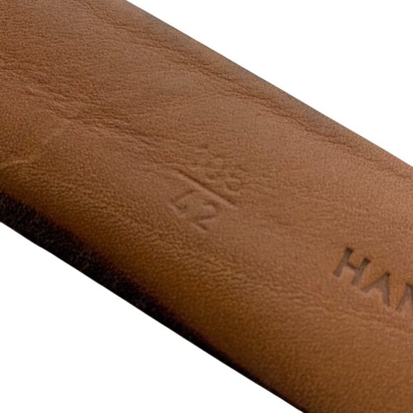 John W Nordstrom Mens Handcrafted Leather Belt Sz 42 Black Silvertone Buckle USA - Picture 4 of 6